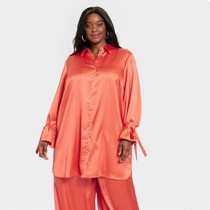 ⭐️ Target Black History Month
Women's Plus Size Long Sleeve Satin Button-Down 4X